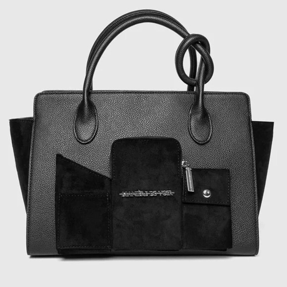Maniere De Voir MULTI POCKET CITY BAG black tote